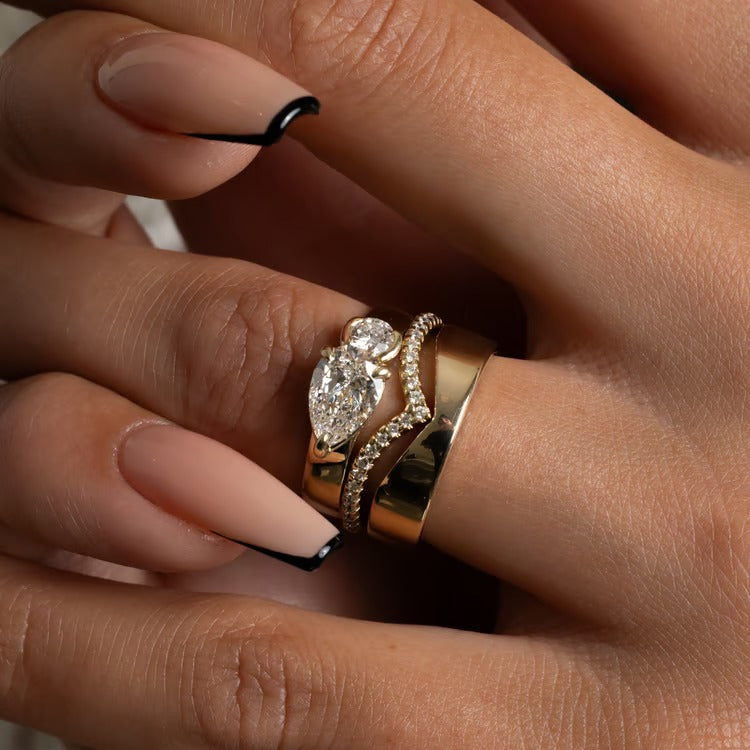 Notch Thick Curved Wedding Band