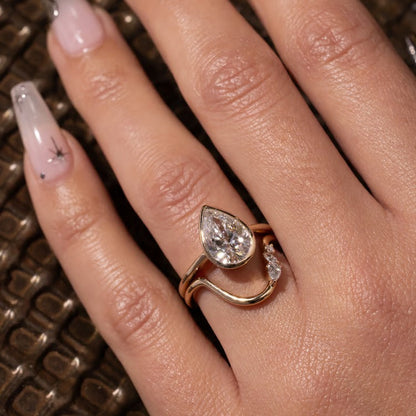 2.52 CT Pear Bezel Solitaire Lab Grown Diamond Engagement Ring