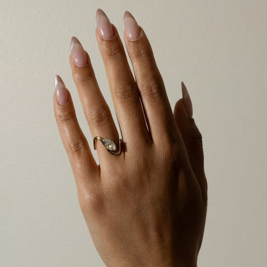 1.25 CT Marquise Swirl Lab Grown Diamond Engagement Ring