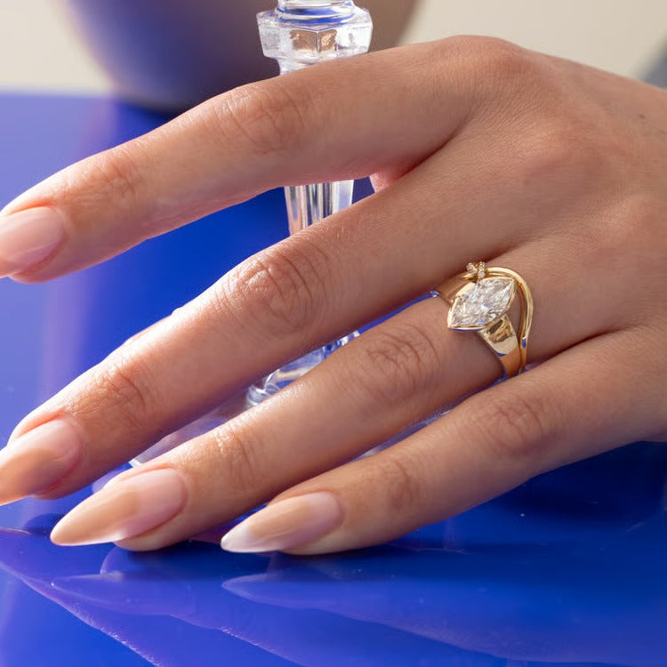 2.06 CT Marquise Bezel Lab Grown Diamond Engagement Ring