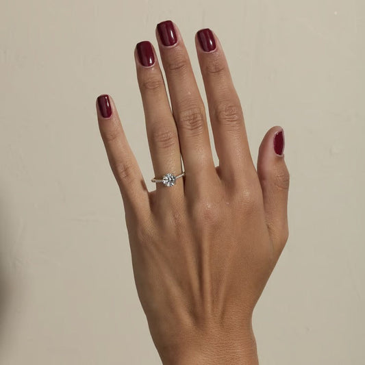 1.47 CT Round Pavé Lab Grown Diamond Engagement Ring