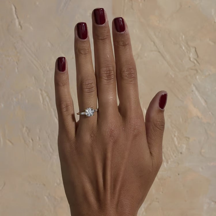 1.74 CT Round Three Stone Lab Grown Diamond Engagement Ring