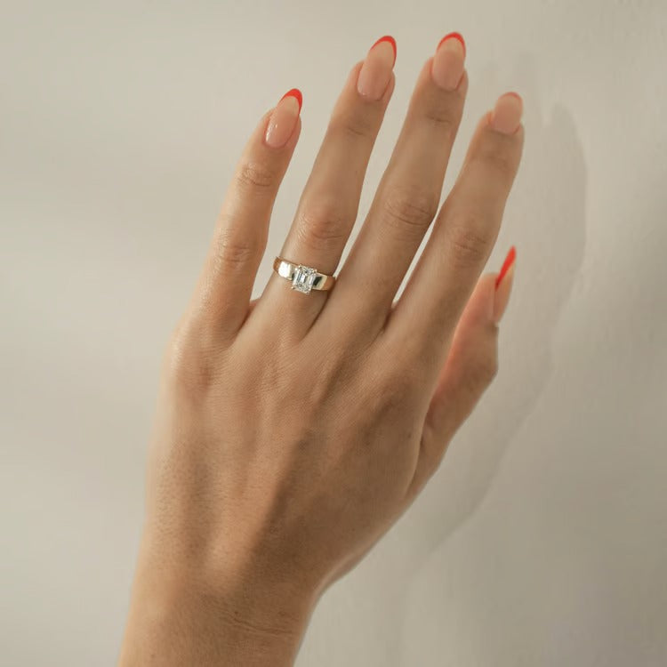 1.25 CT Emerald Solitaire Lab Grown Diamond Engagement Ring