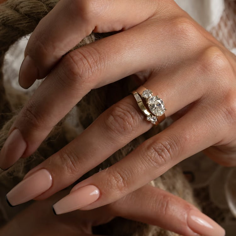 1.95 CT Oval &amp; Round Toi et Moi Lab Grown Diamond Engagement Ring