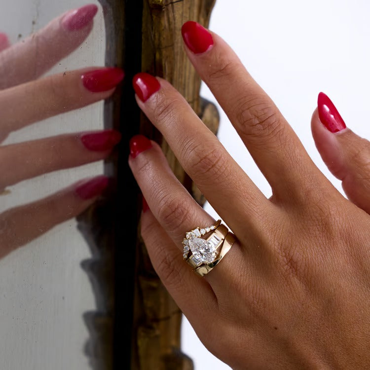 2.31 CT Pear Three Stone Lab Grown Diamond Engagement Ring
