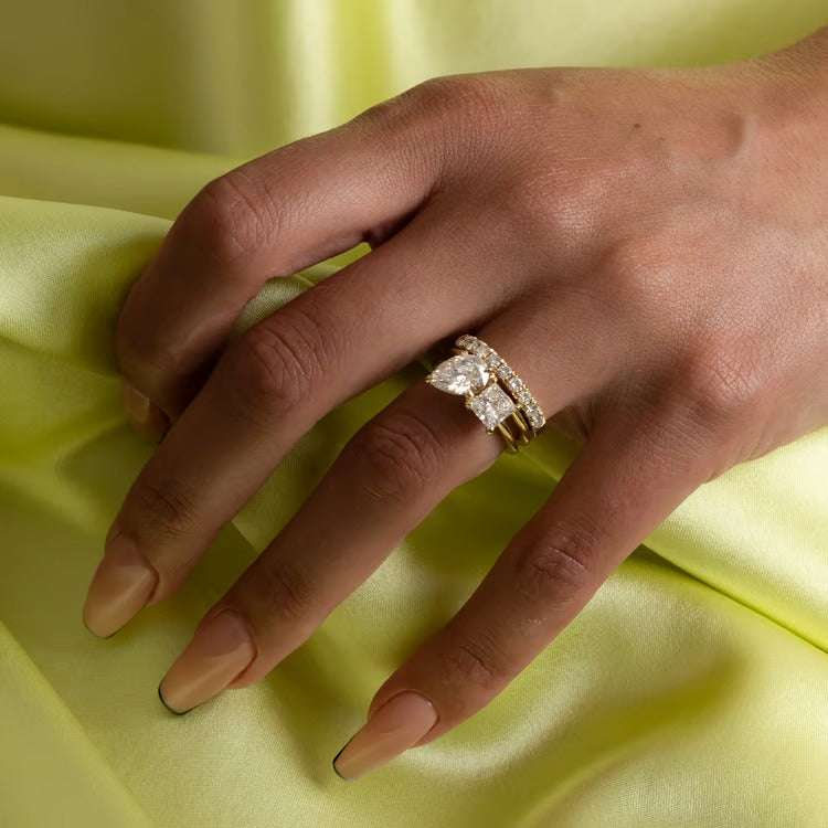 2.60 CT Pear & Princess Toi et Moi Lab Grown Diamond Engagement Ring