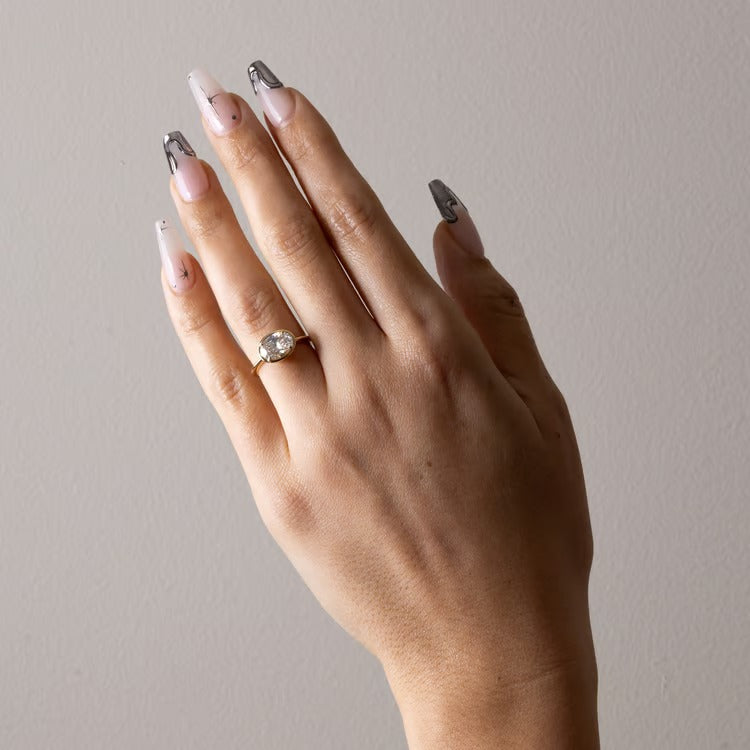 1.81 CT Oval East-West Bezel Solitaire Lab Grown Diamond Engagement Ring