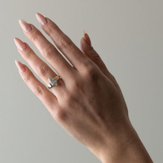 2.06 CT Marquise Bezel Lab Grown Diamond Engagement Ring