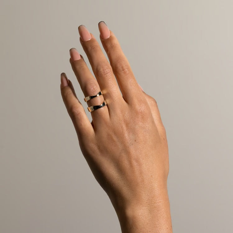 Notch Thick Curved Wedding Band