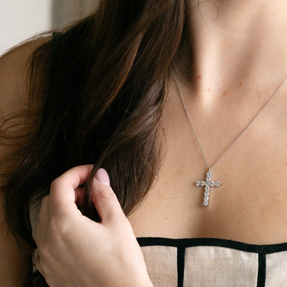 1.87 TCW Round Lab Grown Diamond Cross Necklace