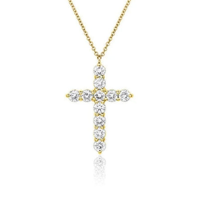 1.87 TCW Round Lab Grown Diamond Cross Necklace