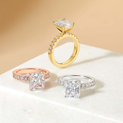 1.2 CT Radiant Pave Moissanite Engagement Ring