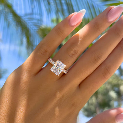 1.25 CT Radiant Pave Lab Grown Diamond Engagement Ring