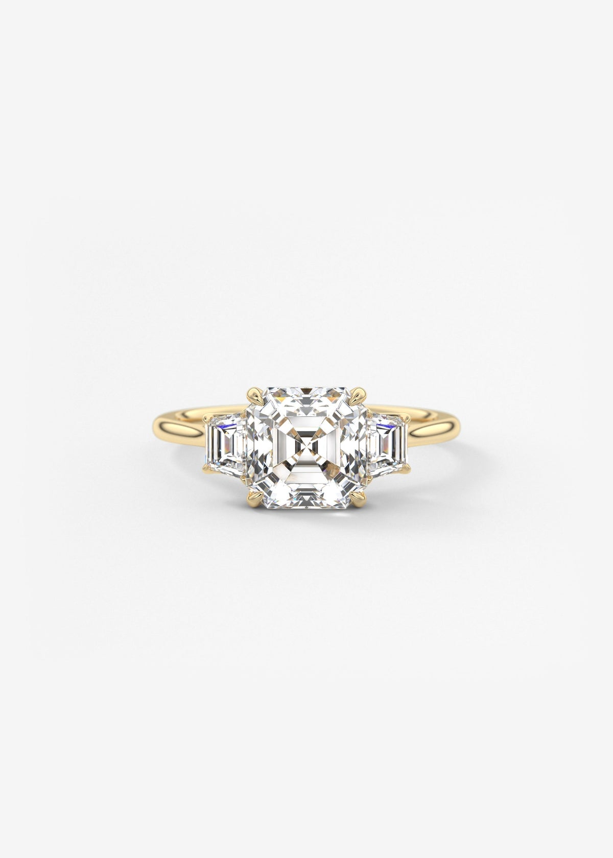 Asscher Three Stone Lab Grown Diamond Engagement Ring