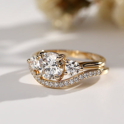 1.30 CT Round Three Stone Lab Grown Diamond Engagement Ring
