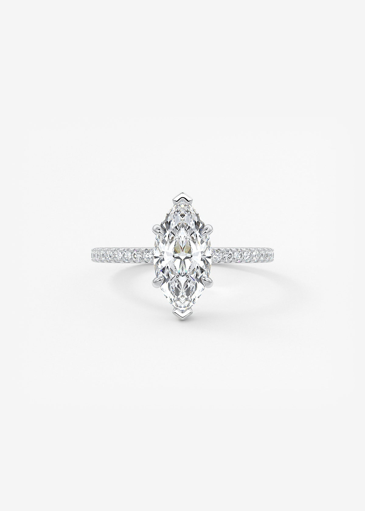 Marquise Hidden Halo Pave Lab Grown Diamond Engagement Ring