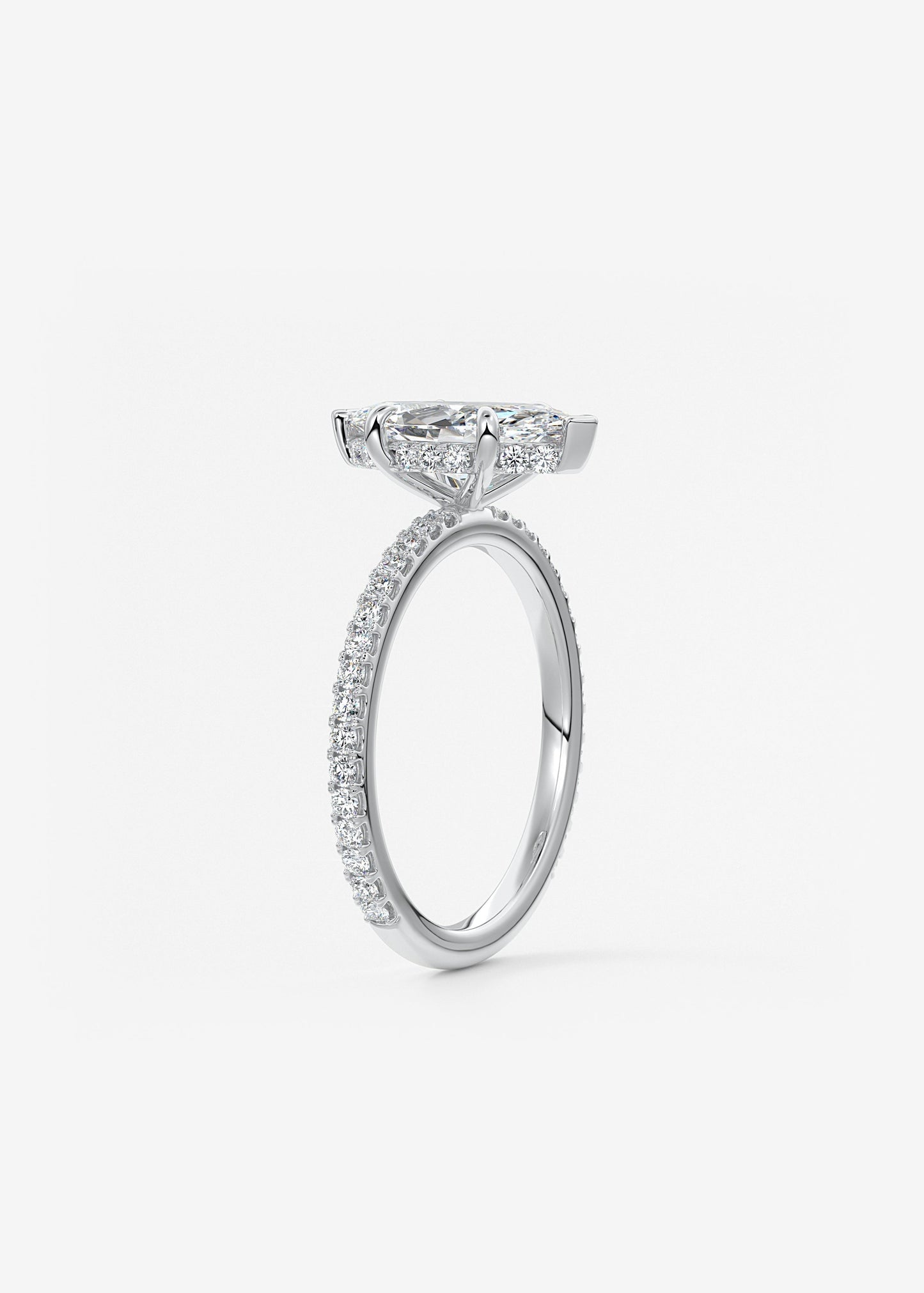 Marquise Hidden Halo Pave Lab Grown Diamond Engagement Ring
