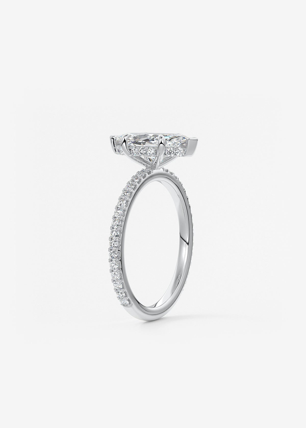 Marquise Hidden Halo Pave Lab Grown Diamond Engagement Ring