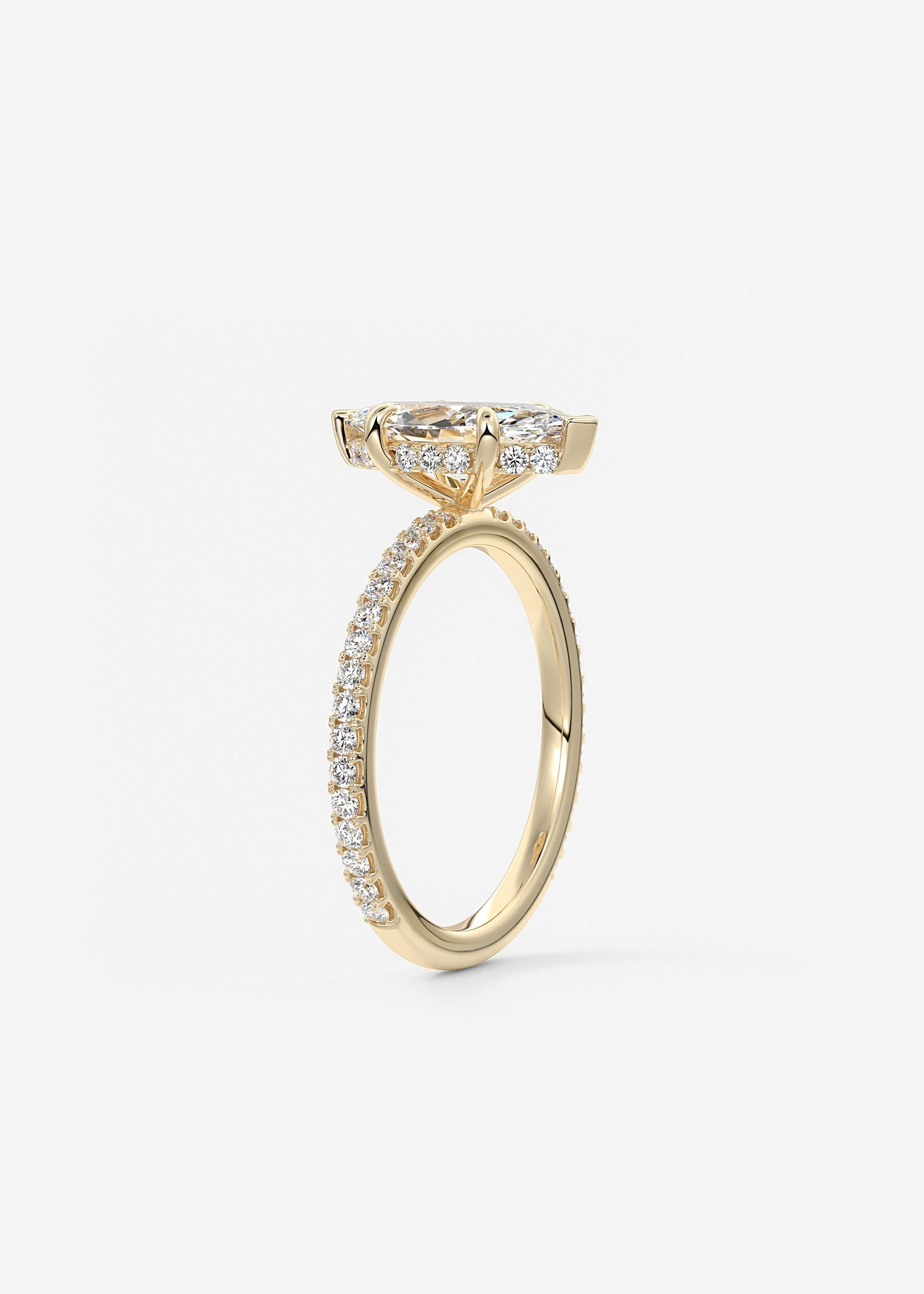 Marquise Hidden Halo Pave Lab Grown Diamond Engagement Ring