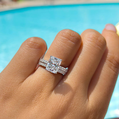 3 CT Radiant Pave Lab Grown Diamond Engagement Ring