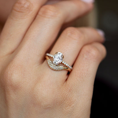 1.25 CT Oval Pave Lab Grown Diamond Engagement Ring