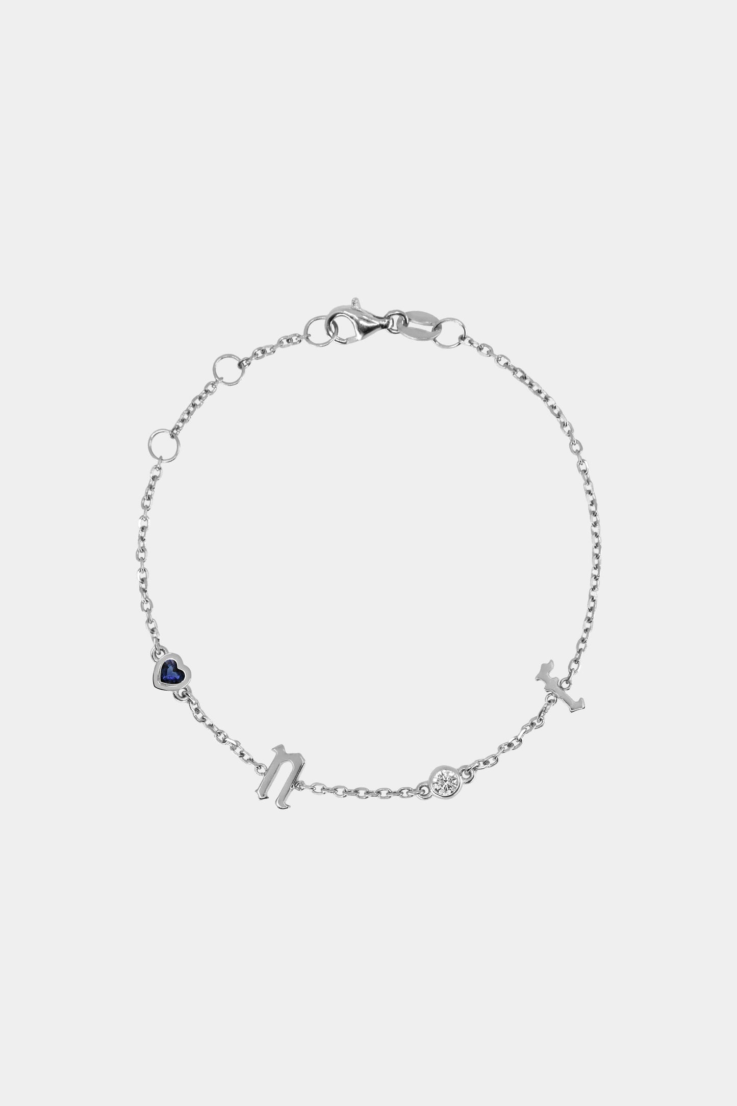 Gothic Letter Charm Bracelet | 925 Sterling Silver