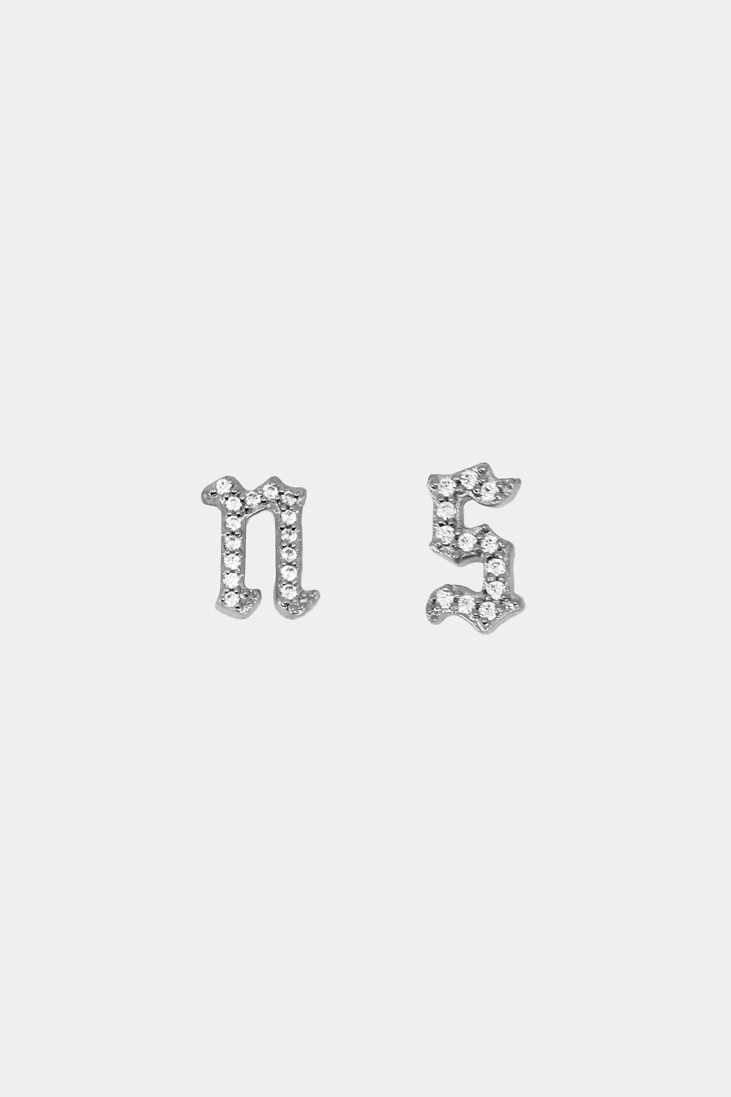 Moissanite Gothic Letter Stud | 925 Sterling Silver