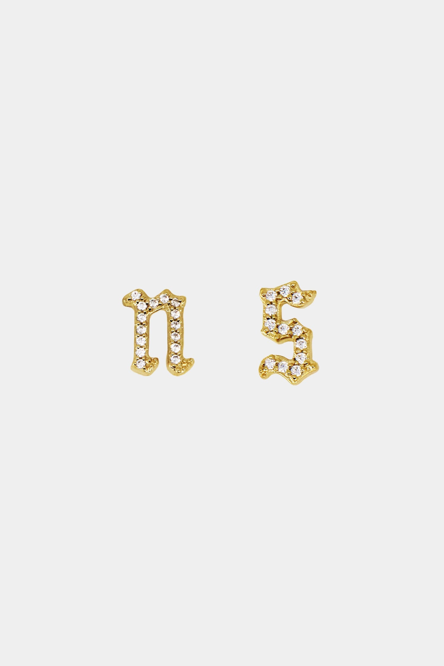 Moissanite Gothic Letter Stud | 925 Sterling Silver