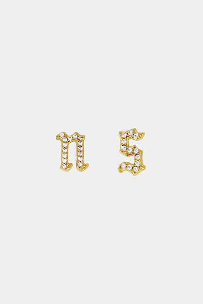 Moissanite Gothic Letter Stud | 925 Sterling Silver
