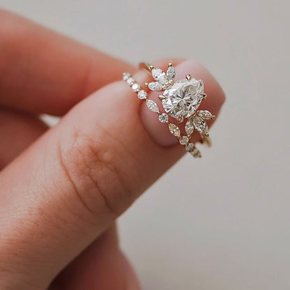 1.25 CT Pear Cluster Lab Grown Diamond Engagement Ring