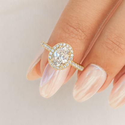 1.5 CT Oval Halo & Pave Lab Grown Diamond Engagement Ring