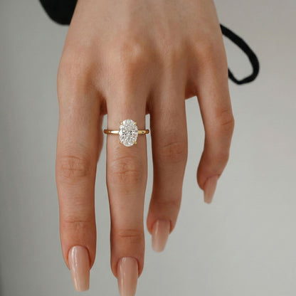 2.30 CT Oval Hidden Halo Lab Grown Diamond Engagement Ring