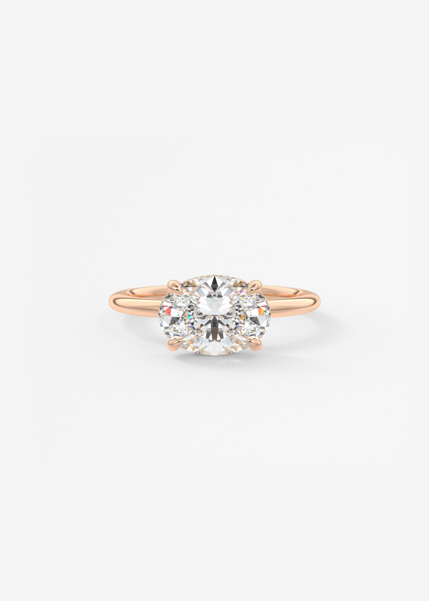 Oval East West Hidden Halo Lab Grown Diamond Engagement Ring
