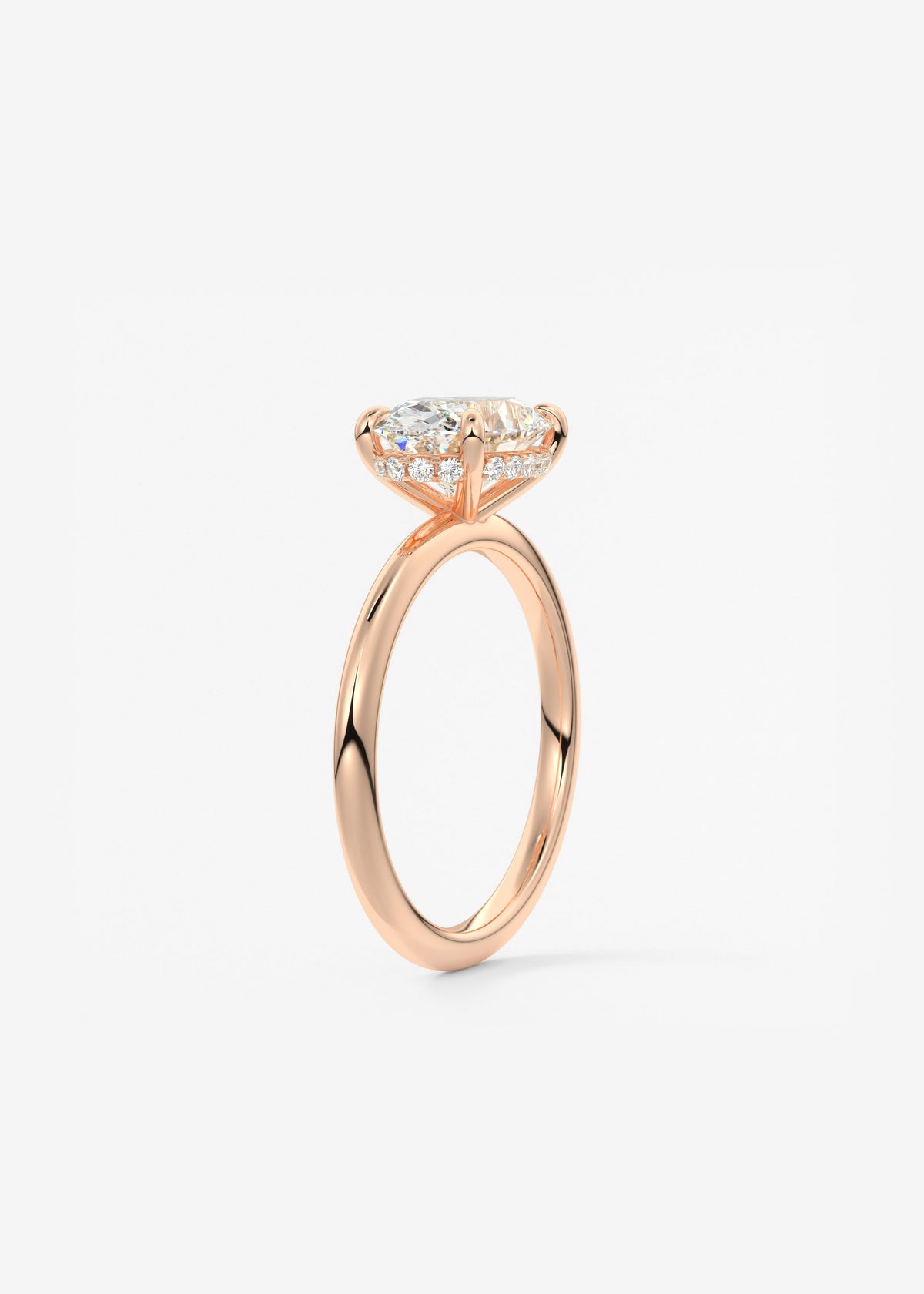 Oval East West Hidden Halo Lab Grown Diamond Engagement Ring