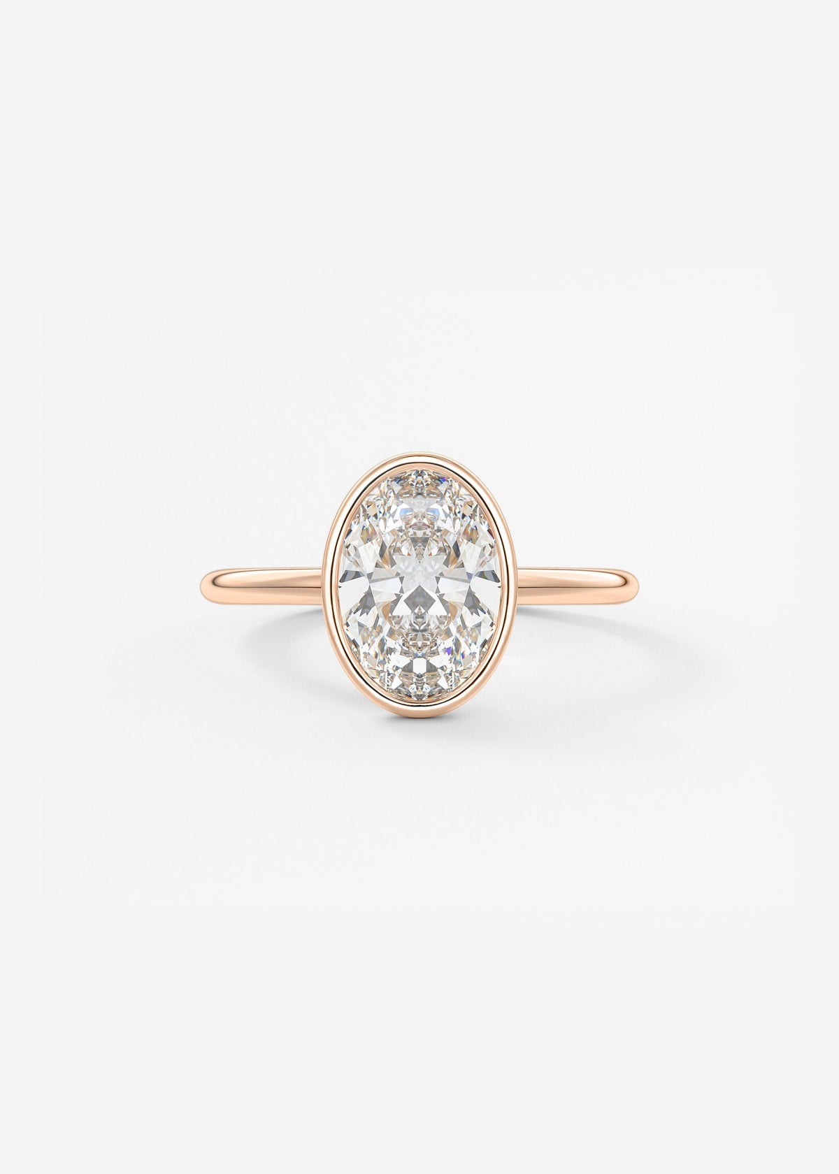 Oval Bezel Lab Grown Diamond Engagement Ring