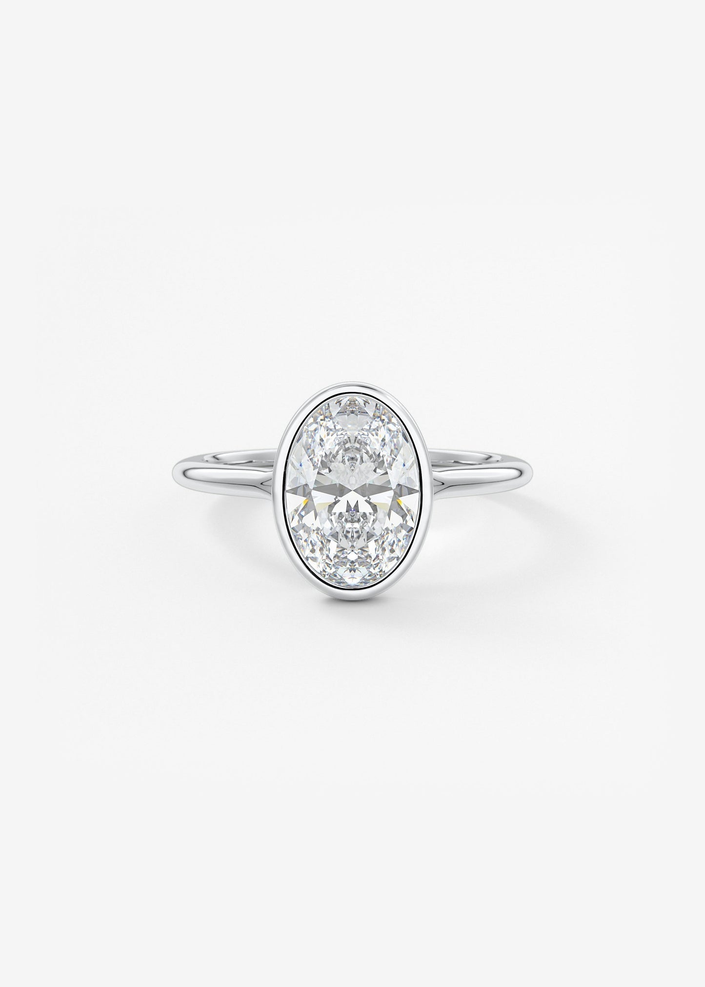 Oval Bezel/ Split Shank Lab Grown Diamond Engagement Ring