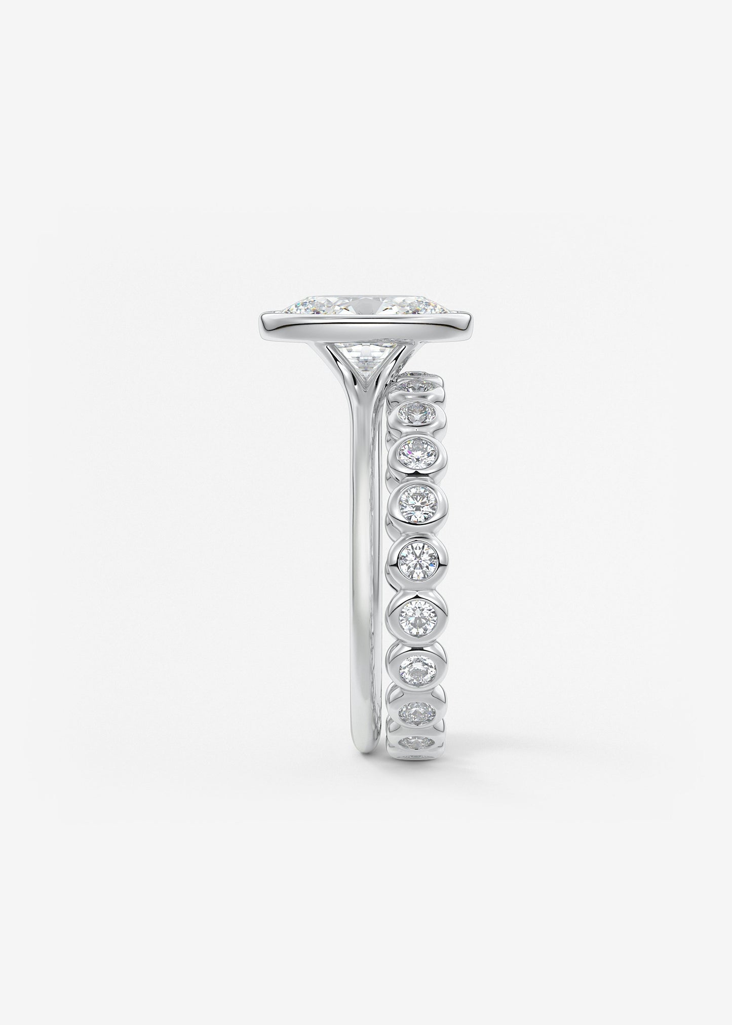 Oval Bezel/ Split Shank Lab Grown Diamond Engagement Ring