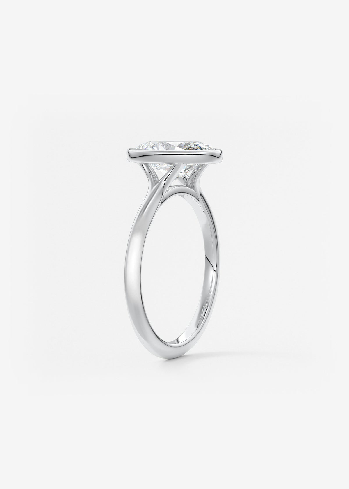 Oval Bezel/ Split Shank Lab Grown Diamond Engagement Ring