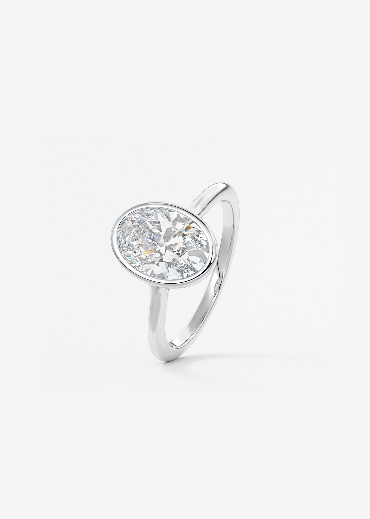 Oval Bezel/ Split Shank Lab Grown Diamond Engagement Ring