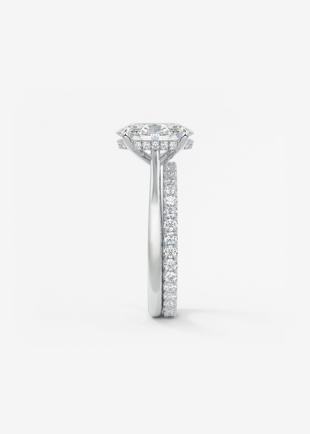 Oval Hidden Halo/Cathedral Lab Grown Diamond Engagement Ring