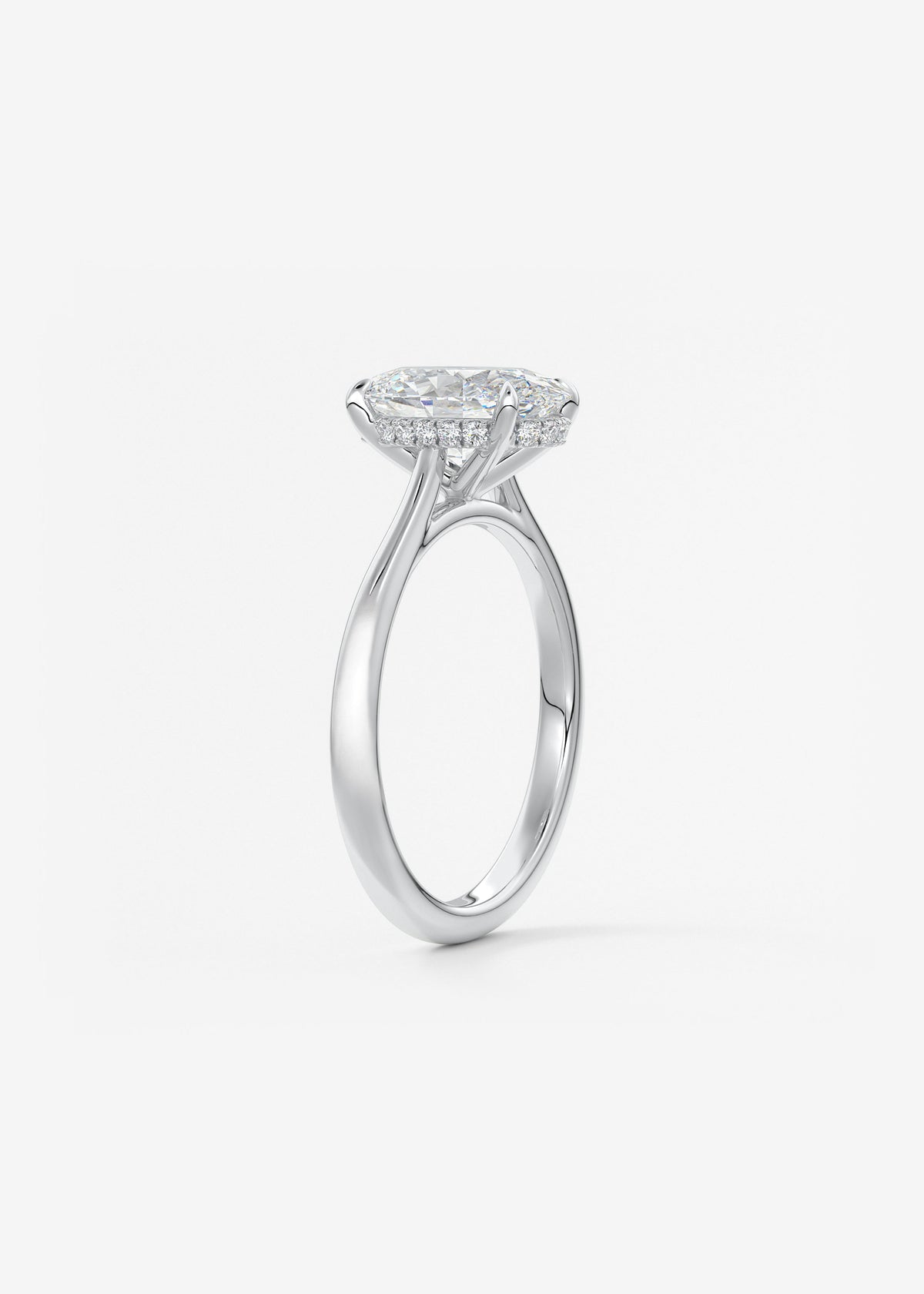 Oval Hidden Halo/Cathedral Lab Grown Diamond Engagement Ring