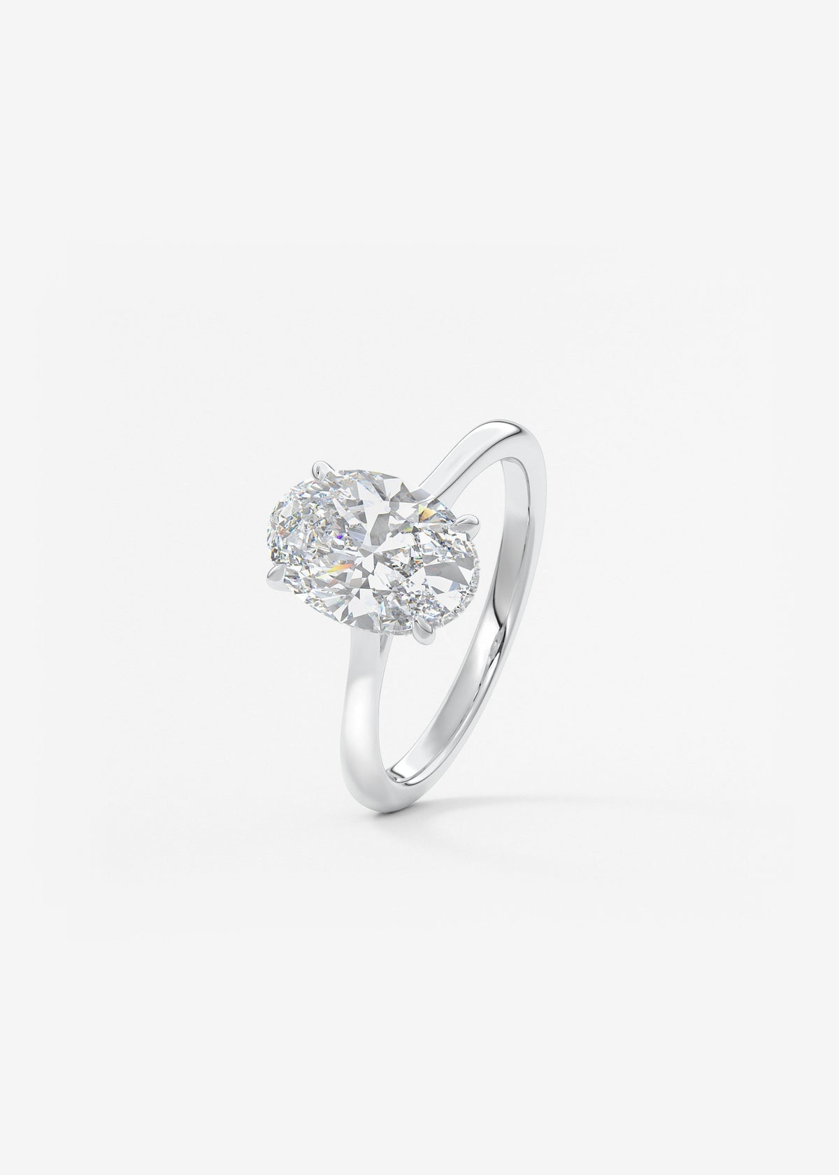 Oval Hidden Halo/Cathedral Lab Grown Diamond Engagement Ring