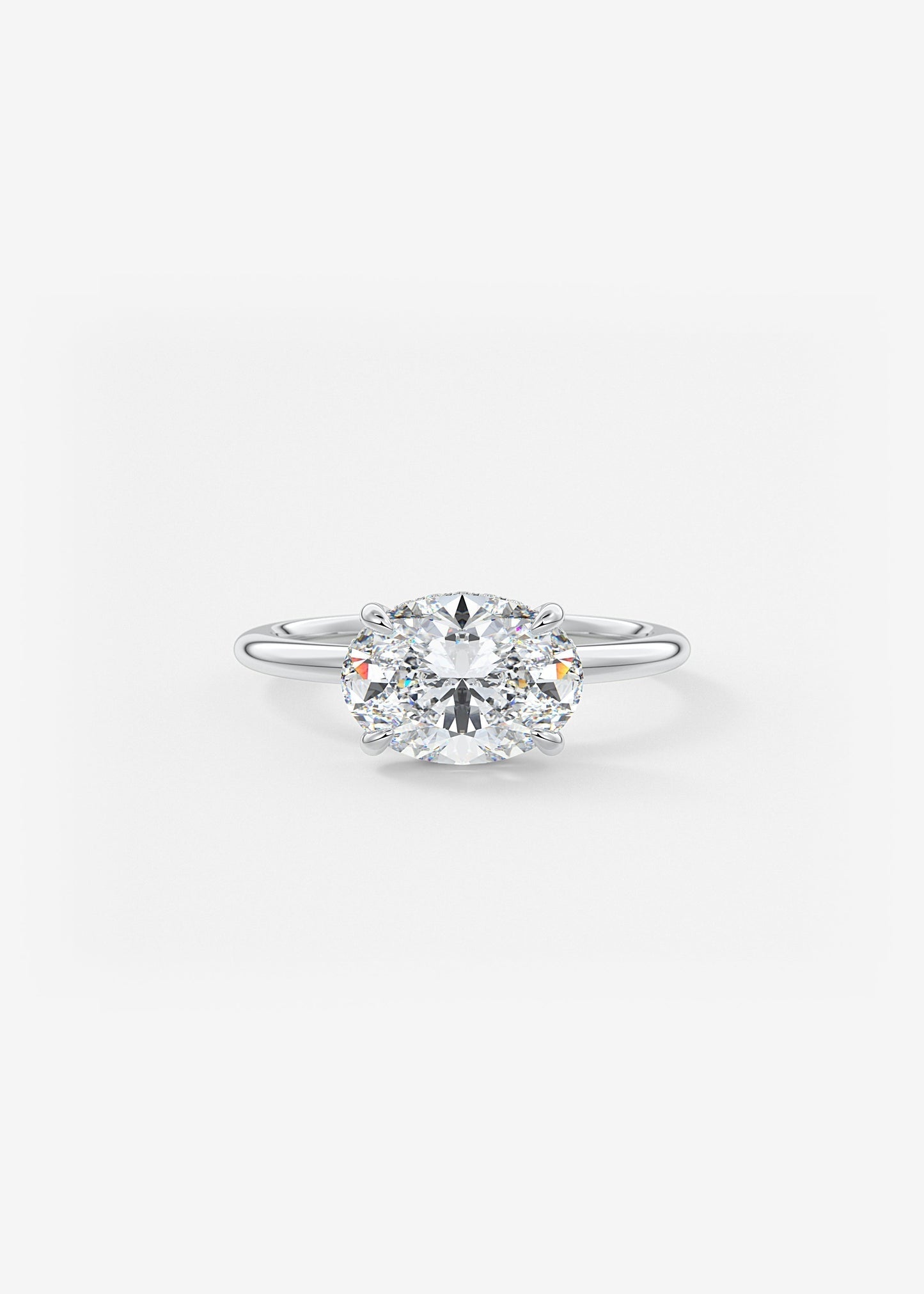 Oval East West Hidden Halo Lab Grown Diamond Engagement Ring