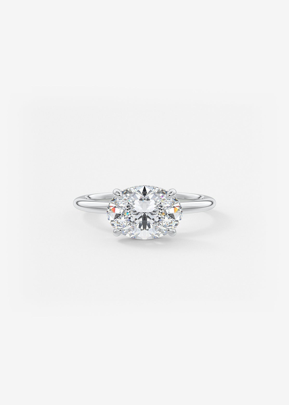 Oval East West Hidden Halo Lab Grown Diamond Engagement Ring