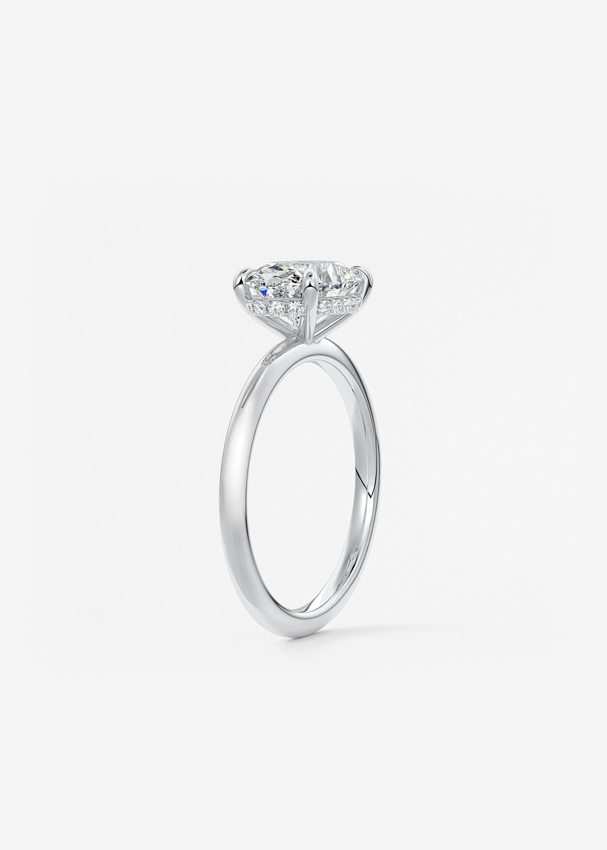 Oval East West Hidden Halo Lab Grown Diamond Engagement Ring