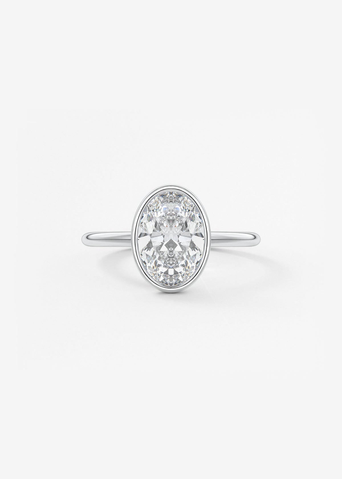 Oval Bezel Lab Grown Diamond Engagement Ring