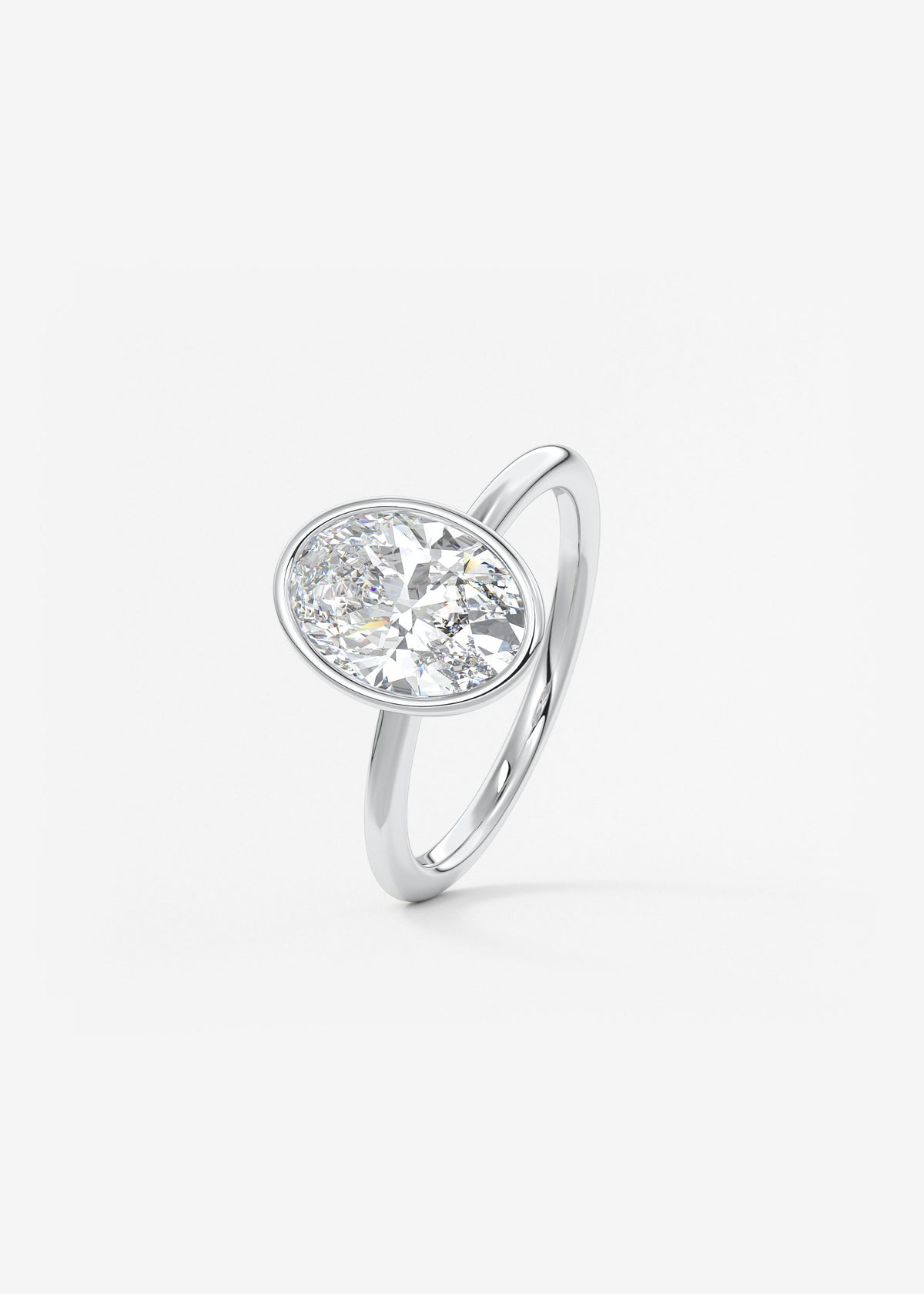 Oval Bezel Lab Grown Diamond Engagement Ring