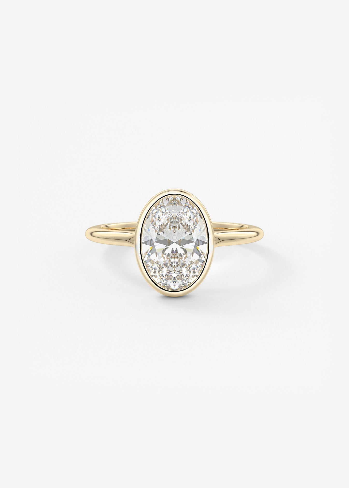 Oval Bezel/ Split Shank Lab Grown Diamond Engagement Ring
