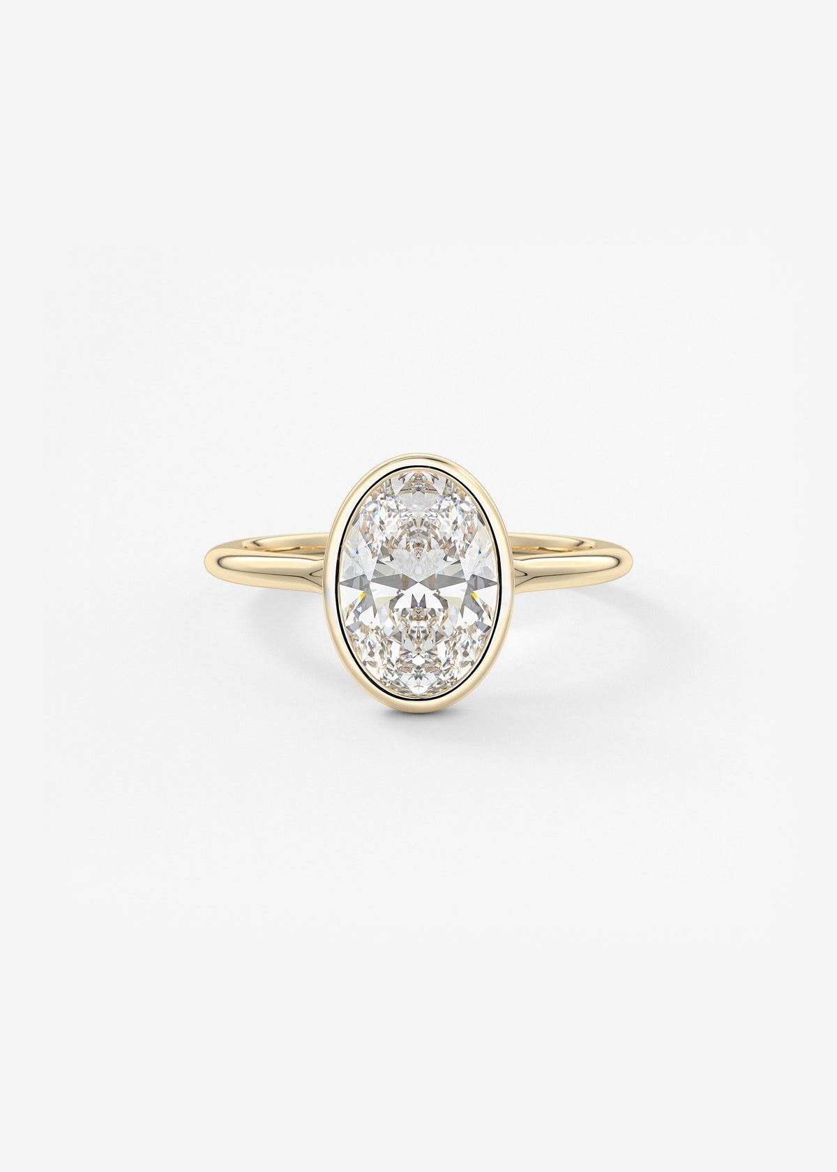 Oval Bezel/ Split Shank Lab Grown Diamond Engagement Ring