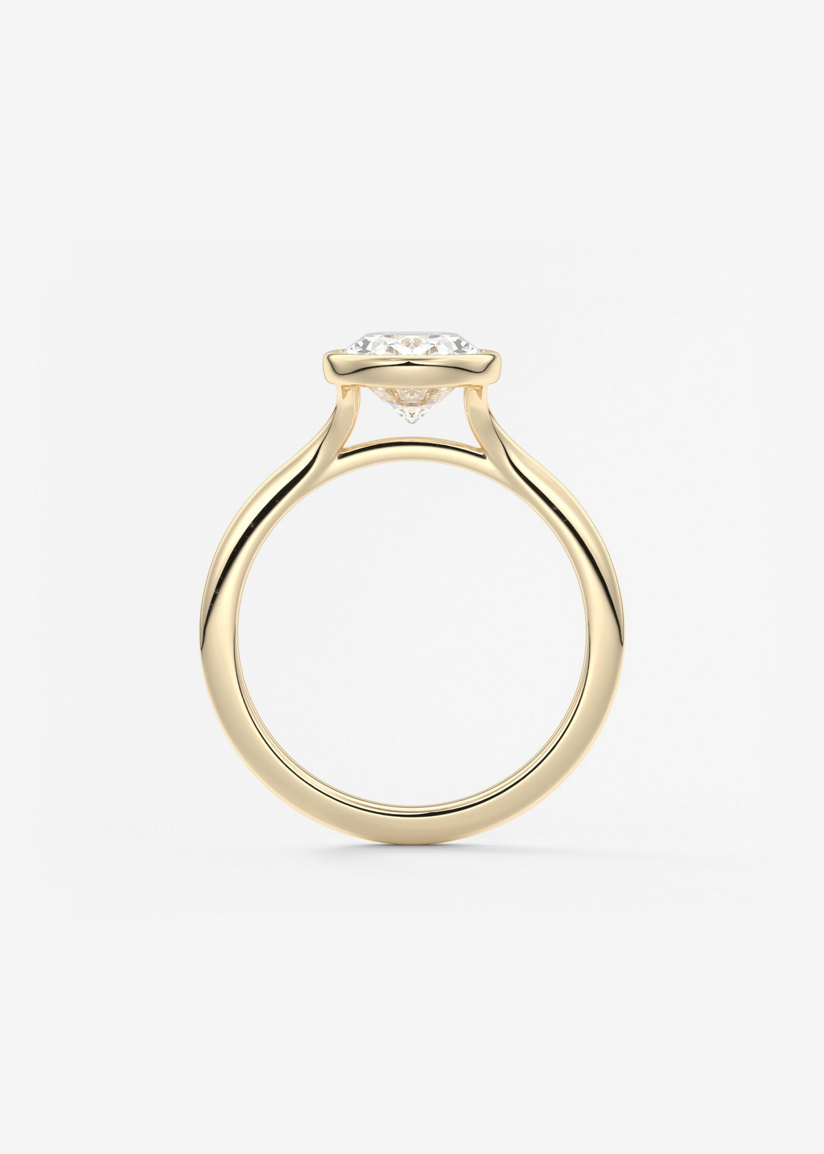 Oval Bezel/ Split Shank Lab Grown Diamond Engagement Ring